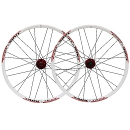 KANGXYSQ Ersatzteiles 24 Zoll Mountainbike Laufradsatz Vorder Hinterräder Fahrrad-Laufradsätze QR100 / 135 Mm 24 Loch Scheibenbremse MTB Radsatz Aluminiumlegierung Felge Fit Für 24 * 1, 5-2, 1 Zoll Reifen (Color : White+red)