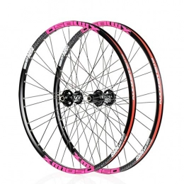 26"Mountain Bike Wheel Ultra Light 72 Ring Quick Release 4 Palin Aluminum Alloy Wheels,Black/pink