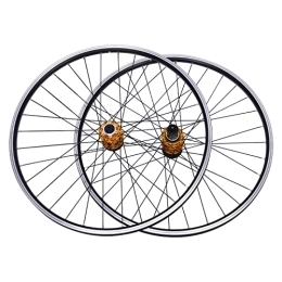 RANZIX Ersatzteiles 27, 5 Zoll Laufradsatz Mountainbike Hinterrad Vorderrad Laufrad Set Felgen Aluminium-Legierung, Dual-Sechs-Loch Scheibenbremsen MTB Räder Paar (Gold)