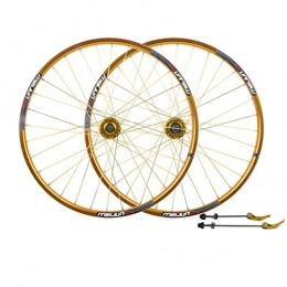 Bike Wheel Mountainbike-Räder Bike Wheel Vordere und hintere Radsatz Mountainbike Laufradsatz 26 Zoll-Scheibenbremse 32 Loch Schnellspanner Fahrrad-Rad-Aluminium-Legierung Rad (Color : Gold)