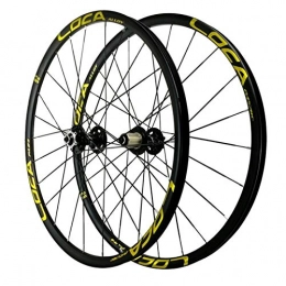 CHICTI Mountainbike-Räder CHICTI Bicycle Wheels, 26 / 27.5'' Double-Decker Mountain Bike Rim Aluminum Alloy 24 Holes Quick Release 8 / 9 / 10 / 11 / 12 Speed Draußen (Color : Yellow, Size : 27.5in)