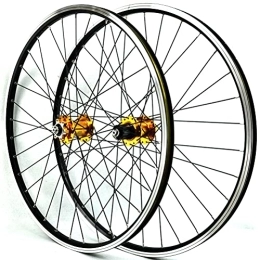 NEZIAN Mountainbike-Räder DH19 Fahrrad Laufradsatz 26 / 27.5 / 29 Zoll Für Mountainbike Aluminiumlegierung MTB Doppelwandfelgen V / scheiben Bremse Qr 32H (Color : Gold, Size : 27.5inch)