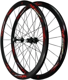 HAENJA Mountainbike-Räder Fahrradräder, Rennradräder, 700C-Laufradsatz, 40 mm matt, 20 mm breit, passend for 7–12-Gang-Kassetten-Mountainbike-Laufradsatz Laufradsätze (Color : Black hub red)