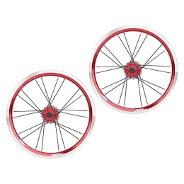 Hoseten Fahrrad Felgenbremse Laufradsatz, Aluminiumlegierung 16 Zoll Scheibenbremse Laufradsatz für Mountainbikes(rot)