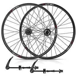 IOPY Mountainbike-Laufradsatz 26-Zoll-Scheibenbremse Aluminiumlegierung Schnellspanner 7/8/9/10-fach Kassette Schwungrad 32 Loch (Color : Black, Size : 26in)