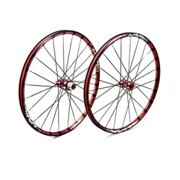 ZWB Mountainbike-Räder Laufrader 26 Zoll / 27, 5 Zoll-Radkassetten-Radsatz Für Mountainbikes Vorder- Und Hinterradschwungradsatz Alloy Mountain Disc Double Wall (Color : Black red Set, Size : 27.5in)
