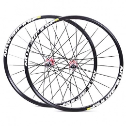 LHLCG Mountain Bike Wheel Set Aluminum Alloy Ultralight Wheels Black Spokes Blacks Circle,RedFlowerdrum,26