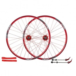 LDDLDG Ersatzteiles MTB-Fahrrad-radsatz 26-Zoll, Doppelwand Radfahren Räder Schnellspanner Scheibenbremse 32 Löcher Felge Kompatibel 7 8 9 Geschwindigkeit(Color:rot)