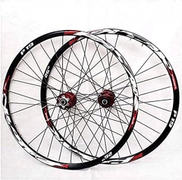 N&I Mountain Bike Wheelset 29/26 / 27.5 Inch Bicycle Wheel (Front + Rear) Double Walled Aluminum Alloy MTB Rim Fast Release Disc Brake 32H 7-11 Speed Cassette Red 26 in