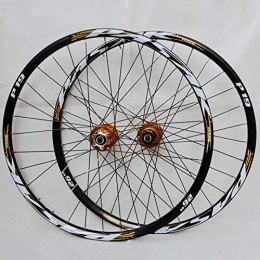 SN Ersatzteiles SN 26 27.5 29 Zoll Fahrrad Laufradsatz, Ultraleicht MTB Mountainbike Räder, Doppelschicht Felge Schnelle Veröffentlichung 7-11 Speed Scheibenbremse (Color : Gold Hub Gold Logo, Size : 26Inch)
