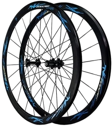 UPVPTK Mountainbike-Räder UPVPTK 700C-Radsatz, Kohlefaser-Rennrad-Räder 40mm Matte 20mm Breite geeignet 7-12 Geschwindigkeitskassette Qr. Mountainbike-Radsatz. Wheels (Color : Black hub Blue, Size : 700C)