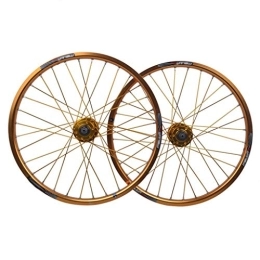 ZWB Ersatzteiles ZWB Fahrrad Rad 20"Alloy Mountain Disc Doppelwandiges Kleines Rad Zusammenklappbares Fahrradradset Schnellverschluss-Scheibenbremsradnabe (Color : Golden Wheel Set, Size : 20 in)