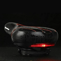 MASO Fahrradsattel – City Fahrradsattel Kissen mit LED-Rücklicht – wasserdicht, weich, hohl, atmungsaktiv für Rennrad, MTB (schwarz + rot)