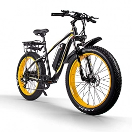 cysum Elektrische Mountainbike 26" Electric Bike, 1000W Brushless Motor, 48V / 17Ah Removable Lithium-Ion Battery, Electric Mountain Bike with Shimano 7-Speed and Suspension Fork (Schwarz Gelb)