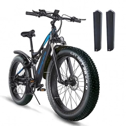Vikzche Q Elektrische Mountainbike 26 x 4 Zoll Fat Tire Elektrofahrrad für Erwachsene, Mountainbike, 48 V x 17 Ah, herausnehmbare Lithium-Batterie, Vollfederung, elektrische Fahrräder, doppelte hydraulische Scheibenbremsen