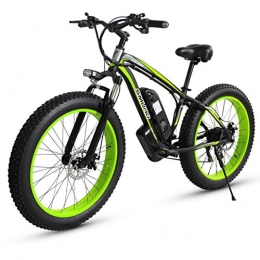 AISHFP Fahrräder 26 Zoll Adult Fat Tire Elektro Mountainbike, 350W Aluminiumlegierung Off-Road Schnee Bikes, 36 / 48V 10 / 15AH Lithium-Batterie, 27-Gang, Grün, 48V15AH