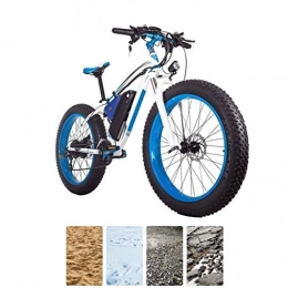 CHXIAN Fahrräder 26 Zoll Fettreifen Elektrofahrrad 1000 Watt 48V 16Ah Lithium-Batterie Vollfederung 4, 0 Fetten Reifen Hydraulische Scheibenbremse Shimano 21-Gang-Mountain E-Bike Fr Erwachsene (Color : White Blue)