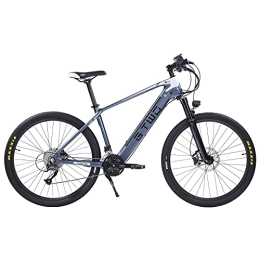 GTWO Fahrräder 27, 5 Zoll elektrisches Kohlefaser-Fahrrad, pneumatische Stoßdämpfer-Vordergabel, 27-Gang-Mountainbike (Grau weiß)
