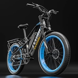 cysum Elektrische Mountainbike cysum Elektrofahrrad 26 Zoll Elektro Mountainbike Schneefahrrad 48V 17AH Batterie Fat Tire Ebike (Black Blue)