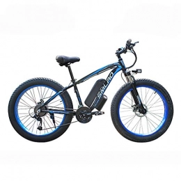 Hyuhome Fahrräder Elektrische Fahrräder für Erwachsene Frauen Männer, 4, 0" Fat Reifen 26 Zoll 21-Speed-Damen-Gebirgsfahrrad, 48V 13AH / 15AH 350W / 500W / 1000W MTB E-Bike mit IP54 Wasserdicht, Black blue, 500W13AH