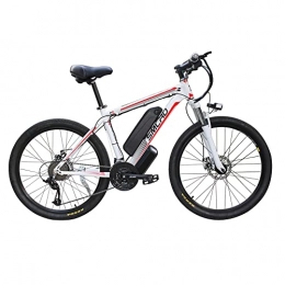 ASVK Fahrräder Elektrisches Fahrrad, elektrische Mountainbike für Erwachsene, Ebikes Fahrräder Alle Terrain, 26"48V 250W 10Ah Abnehmbare Lithium-Ionen-Batterie, einfache Lagerung (Weiß Rot, 350)