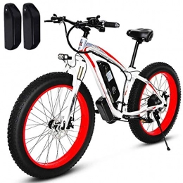 Amantiy Elektrische Mountainbike Elektrisches Mountainbike, Elektrisches Fahrrad, 500W / 1000W Motor, 26inch Fat Ebike, 48 V 17 AH Batterie (1000w + Ersatzakku) Elektrisches kraftvolles Fahrrad. (Color : Red, Size : 500w)