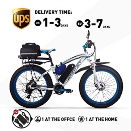 RICH BIT Elektrische Mountainbike Elektrofahrrad 1000W 26-Zoll E-Bike 48V * 17Ah Li-Batterie Fatbike Herren Fahrrad Beachbike Geeignet für 165-195cm RT022 (Blau Plus)