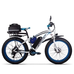 RICH BIT Elektrische Mountainbike Elektrofahrrad Ebike Mountainbike, 26"Fat Tire Elektrofahrrad mit 48V 17Ah / Lithium Batterie und Shimano 21-Gang (Blau Plus)