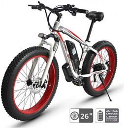 RDJM Elektrische Mountainbike Elektrofahrräder 48V elektrisches Fahrrad Electric Mountain Bike, 26 '' Fat Tire E-Bike 21 Beach Cruiser Mens Sport Mountainbike Full Suspension 350W Hinterrad Motor (Color : Red)