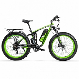 Extrbici Elektrische Mountainbike Extrbici XF800 Mountainbike 250Watt 48V Elektro-Mountainbike Vollständig gedämpft Wird mit Gepäckträgertasche geliefert(Green)