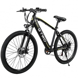 GTWO Fahrräder G2 Elektro-Mountainbike, 27, 5 Zoll, für Männer und Frauen, mit abnehmbarem Lithium-Akku, 27 Geschwindigkeitsstufen (Schwarz / Gelb)