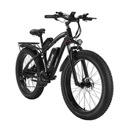 GARVAINE Fahrräder GAVARINE Fat Tire Elektrofahrrad, Mountainbike für Erwachsene mit hoher Geschwindigkeit, mit LCD-Bildschirm und anhebbarem Rücksitz, XOD-Hydraulikbremssystem vorne und hinten (Schwarz)