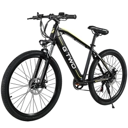 GTWO Fahrräder GTWO G2 Elektro-Mountainbike, 27, 5 Zoll, für Männer und Frauen, mit abnehmbarem Lithium-Akku, 27 Geschwindigkeitsstufen (Schwarz / Gelb)