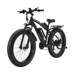 GUNAI Fahrräder GUNAI 26 Zoll Fat Tire Elektrofahrrad 48V 17AH Beach Cruiser Pedal Assist Mountain E-Bike mit Rücksitz (Schwarz)