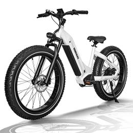 Himiway Elektrische Mountainbike Himiway Zebra Step-Thru Ebike, 250W Elektrofahrräder für Erwachsene, 48V 20Ah 960Wh Superlange Fahrzeit E-Mountainbike, 26" X 4" Fettreifen, 25km / h zum Pendeln