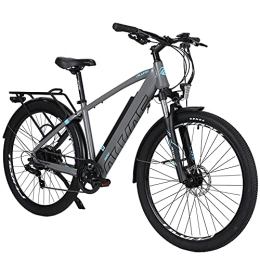 Hyuhome Fahrräder Hyuhome E-Bikes für Erwachsene Herren Damen, 27.5" E-MTB Fahrräder volles Gelände 36V 12.5Ah Mountain-Bikes, BAFANG Motor Shimano 7-Gang Doppelscheibenbremsen für Outdoor Pendler (grau, 820 m)