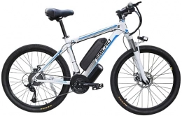 Hyuhome Elektrische Mountainbike Hyuhome Elektrische Fahrräder für Männer, 26" 48V 360W IP54 Wasserdicht Erwachsener Electric Mountain Bike, 21 Speed-Elektro-Bike MTB Dirtbike mit 3 Riding Modes, White Blue