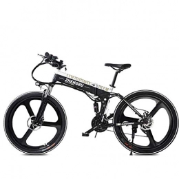 KPLM Fahrräder KPLM Elektrische Faltrad Rennrad Erwachsene Moped 26 Zoll 48V Lithium-Batterie Mountain Cross-Country Bike High-Intensitt Doppel-Gas-Stodmpfung, White-48V10AH