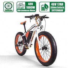 LIJIE 1000w Brushless Motor E-Bike E Fat Bike Mountainbike26 Zoll E-Bike Herren Damen48v 16ah Lithium-Batterie 21-Gang Vollfederung Hydraulische Scheibenbremse Elektrisches Fahrrad,orange