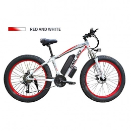 LOO LA Fahrräder LOO LA Fettreifen Elektrofahrrad Mountainbike 26" E-Bike mit 350W / 48V / 10Ah / 60 Nm Lithium-Batterie und 21-Gang Mechanical disc Brakes, White red