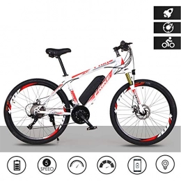 MDZZ Electric Mountain Fahrrad, 250W Leichte Adult Bike Powered, 21-Gang-Lithium-Batterie E-Bike mit verstellbarem Sitz, Auen Assisted-Tool,White red,Upgrade