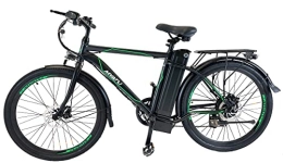 VANKEL Fahrräder MYATU Elektrofahrrad Moutainbike Cityrad，26 Zoll，mit 6-Gang Shimano Kettenschaltung，250W Motor, 36V 12.5Ah Lithium-Ionen-Akku，25 km / h, für Damen und Herren schwarz