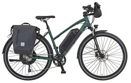 Prophete Elektrische Mountainbike Prophete Entdecker eT300 Trekking E-Bike 28" | Trapezrahmen mit Fahrradtaschen | Damen / Herren / Elektrofahrrad | AEG Hinterradmotor | olivgrün