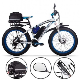 RICH BIT-XJC Elektrische Mountainbike Rich BIT Elektrische Fahrrad Herren E-Bike Fat Snow Bike 1000W-48V-17Ah Li-Batterie 26 * 4.0 Mountainbike MTB Shimano 21-Gang-Scheibenbremsen Intelligentes elektrisches Fahrrad (Blue Plus)