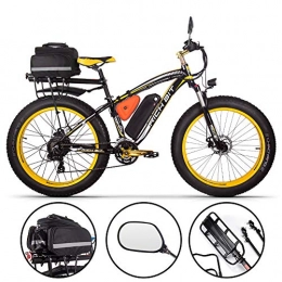 RICH BIT-XJC Elektrische Mountainbike Rich BIT Elektrische Fahrrad Herren E-Bike Fat Snow Bike 1000W-48V-17Ah Li-Batterie 26 * 4.0 Mountainbike MTB Shimano 21-Gang-Scheibenbremsen Intelligentes elektrisches Fahrrad (Yellow Plus)