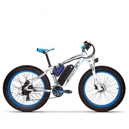 RICH BIT Fahrräder RICH BIT TOP-022 Elektrofahrrad 26 Zoll 1000 W Mountainbike 48 V 17 Ah Akku Gros E-Bike für Herren (weiß, blau)