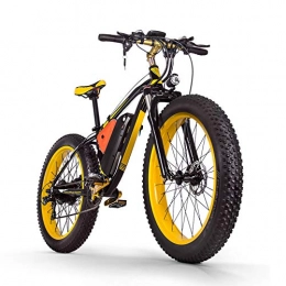 Sea blog Fettreifen Elektrofahrrad Mountainbike 26" E-Bike mit 48V 16Ah/1000W Lithium-Batterie und Shimano 21-Gang Vollfederung hydraulische Scheibenbremse Elektrisches Fahrrad,Black+Yellow