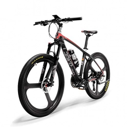 SSQIAN Fahrräder SSQIAN 26-Zoll-Elektrofahrrad-Carbon-Rahmenfahrrad 36V 240W 6.8Ah Lithium-Ionen-Batterie Mountain E-Bike-Drehmomentsensorsystem L- Und Gasverriegelbare Federgabel, Black, Red