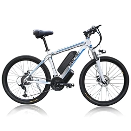 TAOCI Elektrische Mountainbike TAOCI E-Mountainbike für Herren 26 Zoll 36 V, Shimano 21 Gänge, Abnehmbarer Lithium-Ionen-Akku, E-Bike für Outdoor, Pedelec Radfahren, Workout (White Blue)