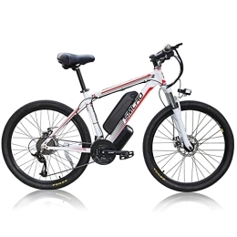 TAOCI Fahrräder TAOCI E-Mountainbike für Herren 26 Zoll 36 V, Shimano 21 Gänge, Abnehmbarer Lithium-Ionen-Akku, E-Bike für Outdoor, Pedelec Radfahren, Workout (White red)